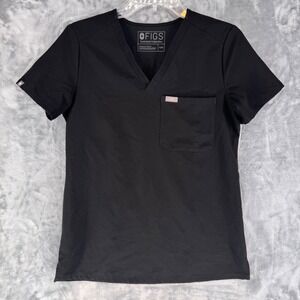 FIGS Womens Black V Neck Scrub Top Technical Collection XXS
